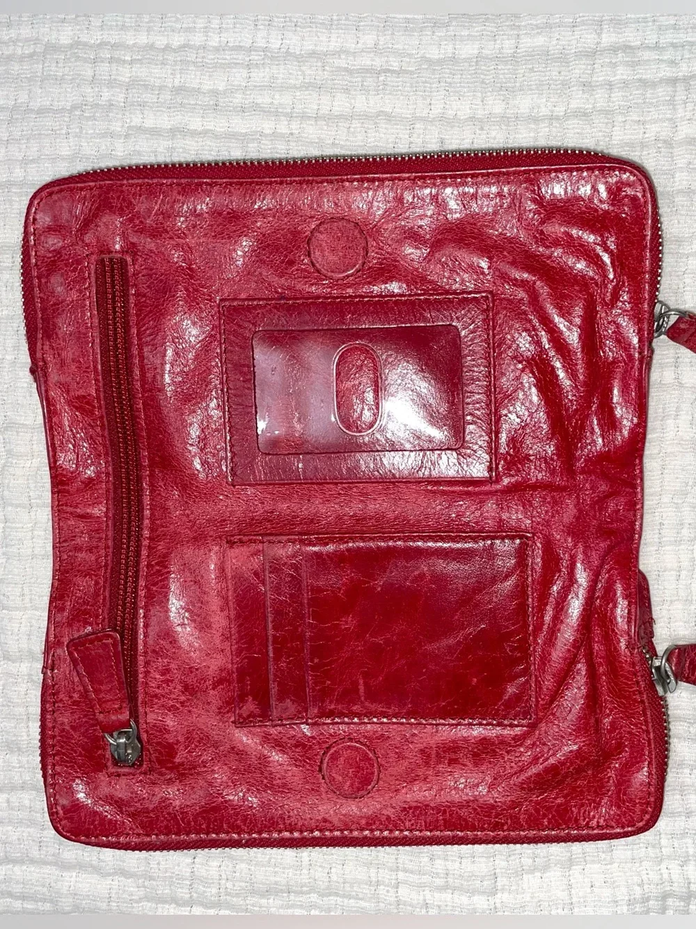 TANO Red Leather Clutch Wallet  Large Travel